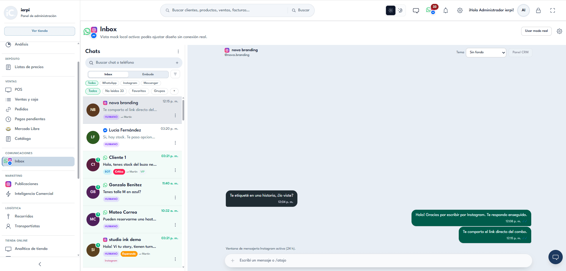 Inbox unificado de ierpi